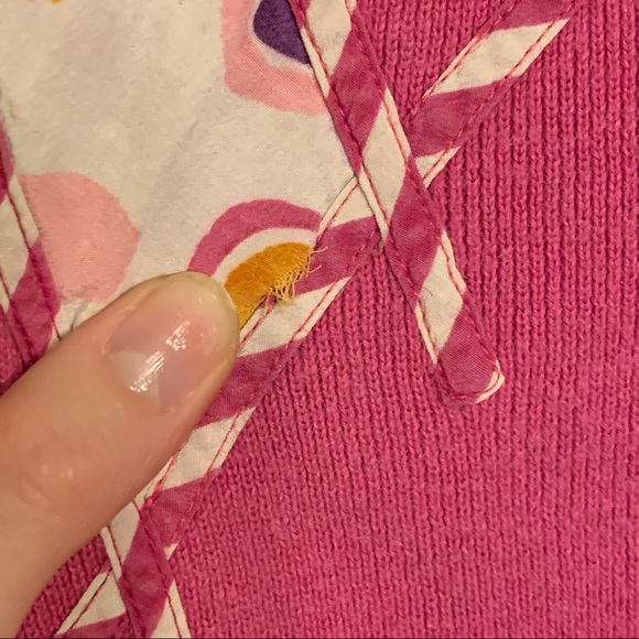 Vintage Pink Geometric Appliqué Ribbed Long Sleeve Sweater - Picture 4 of 5